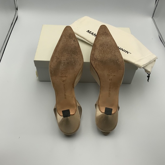 MANOLO BLAHNIK SATIN AND LEATHER SLINGBACK - Picture 5 of 6